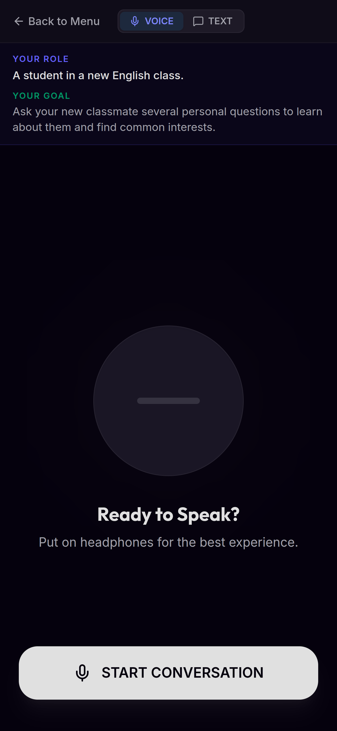 The Language Room Voice Coaching Interface